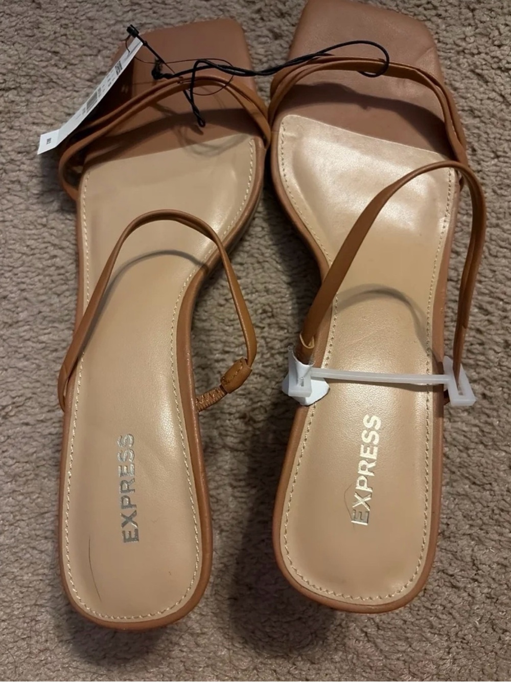 Express Women's Tan Strappy Square-Toe Sandals